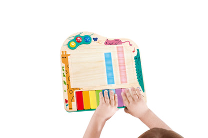 Wooden Interactive Piano Toy with Lights & Pixel Display